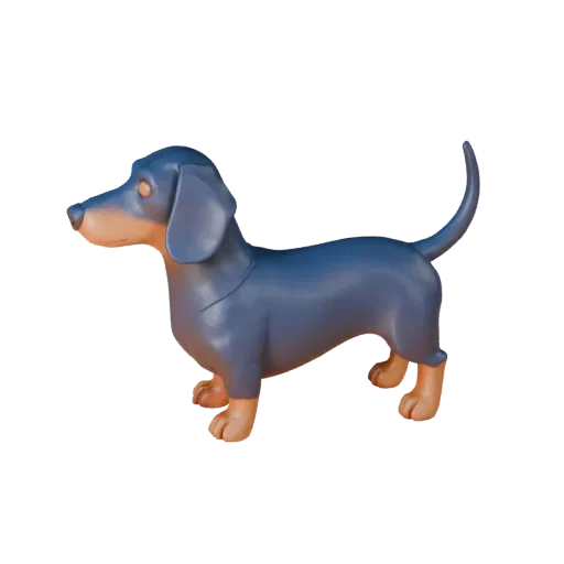 Высокополигональная 3D-модель таксы STL, изометрический вид, готовая к печати фигурка животного с плоскостями морды, подушечк