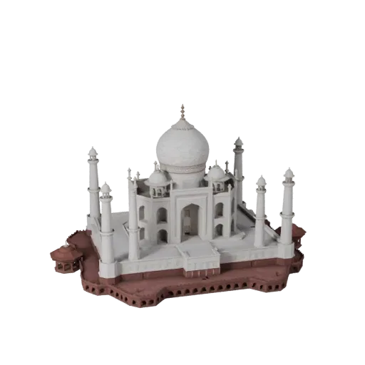 Готовая к использованию в Blender 3D модель Тадж-Махала, вид рендера студии Blender, показывающий материалы структуры достопр