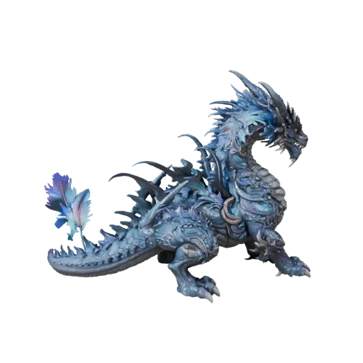 3D-модель Sky Dragon, рендер дикой природы в профиль, готовый для Blender ассет животного с магическими переходами поверхност