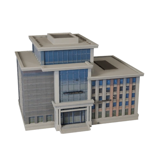 نموذج ثلاثي الأبعاد لمبنى مكتبة منخفض المضلع للواقع الحقيقي كأصل للألعاب