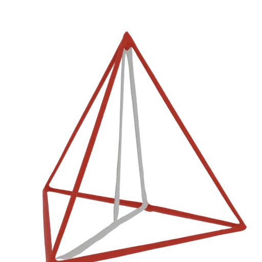 3D рендер октаэдра в стиле "Wireframe" с красными и серыми пересекающимися линиями на белом фоне.
