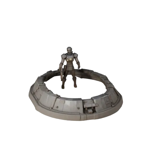 Промышленная декоративная подставка низкополигональная 3D-модель, предварительный просмотр, показывающий форму ободка, вид иг