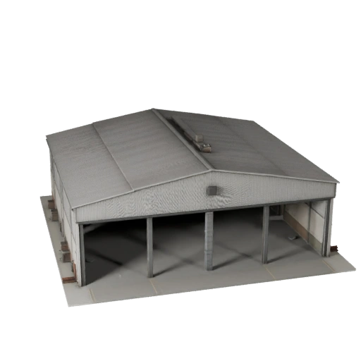 Modello 3D Hangar per Aeromobili per Unity - Asset di Gioco per Architettura