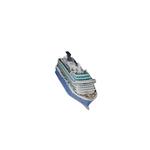 Готовый к игре 3D-модель круизного лайнера, вид в три четверти в студии, готовый к производству актив транспортного средства