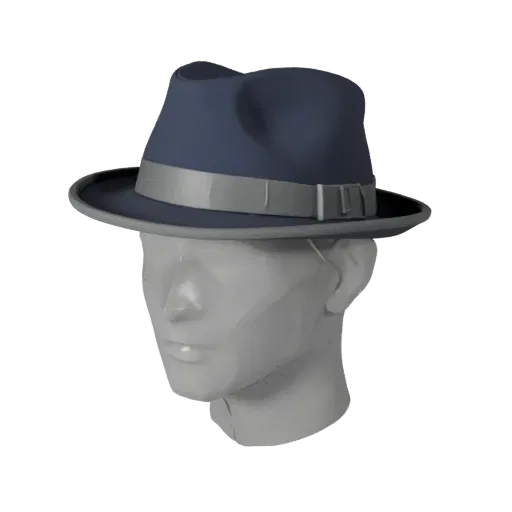 Стилизованная 3D-модель Formal Fedora, стилизованный изометрический рендер, показывающий ткань, силуэт головного убора.
