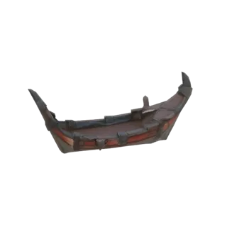 Детализированная 3D модель деревянной викингской ладьи с орнаментальной резьбой и состаренным видом на белом фоне.