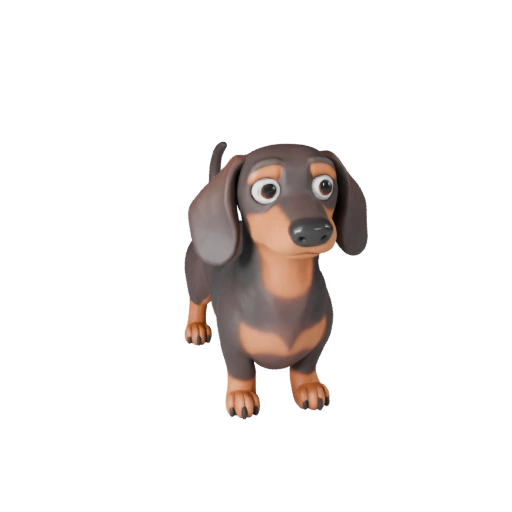 Мультяшный такса собака 3D модель - Стилизованный ассет для анимации