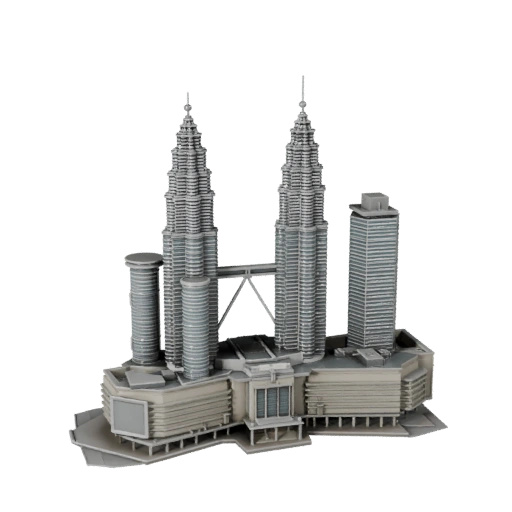 Low Poly Petronas Türme 3D Modell für Echtzeit-Spiel-Asset