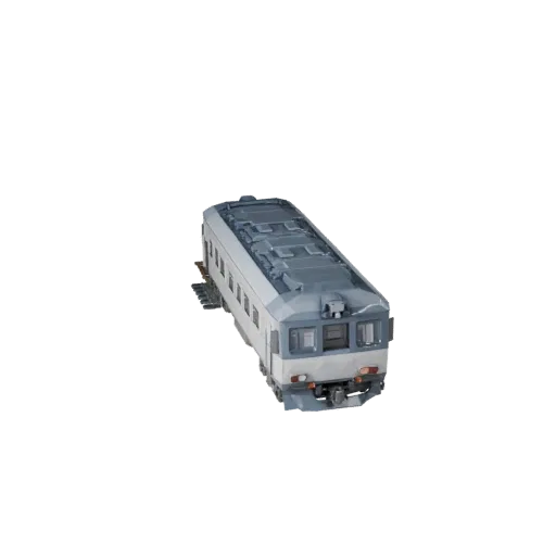 Низкополигональная 3D-модель пассажирского поезда, трехчетвертной игровой видовой экран, низкополигональный актив транспортно
