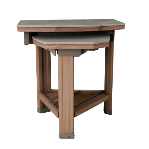 Раздвижной приставной столик, реалистичная 3D-модель, гостиная, трехчетвертной студийный рендер, детализация текстуры дерева.