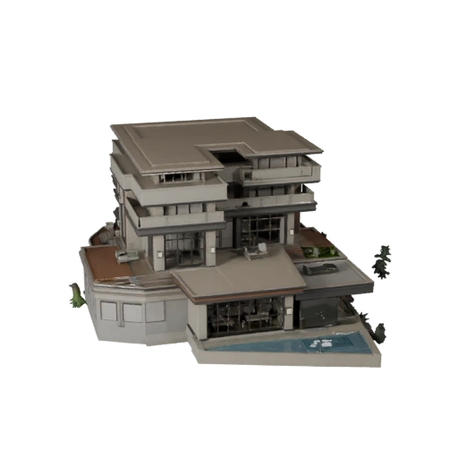 Высокополигональная 3D модель роскошной виллы для архитектурной визуализации