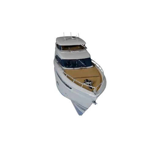 Высокополигональная 3D-модель яхты, студийный вид крупным планом, высокополигональный актив транспортного средства с формой к