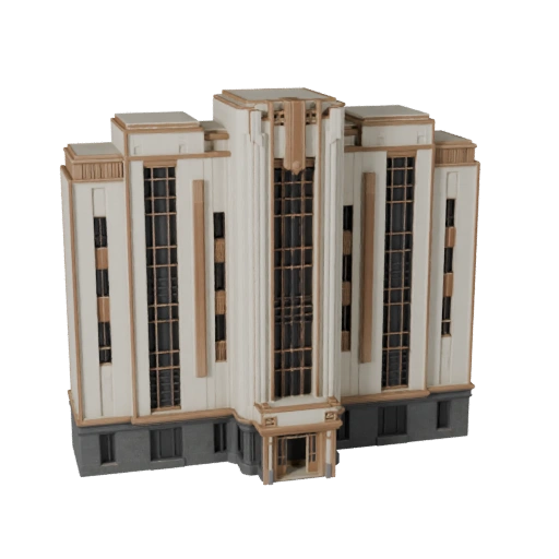 Printable Art Deco Facade STL 3D Model - Scale Asset