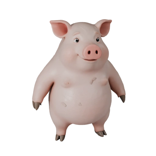 Мультяшная свинья 3D модель - Стилизованный ассет для анимации | Бесплатно
