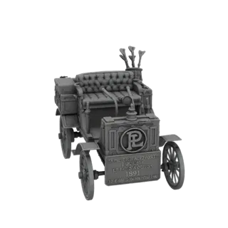 3D модель винтажного автомобиля "La Precisa Automobili" 1891 с изысканными деталями и историческими надписями.