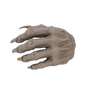 3D модель гротескной руки пришельца с острыми когтями и детализированной, кожистой кожей, на черном фоне.