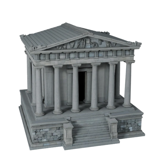 Низкополигональная 3D модель Парфенона для игр в реальном времени и VR