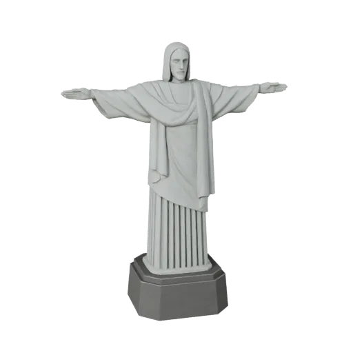 Печатная 3D модель Христа-Искупителя в формате STL, изометрический вид, показывающий материалы структуры достопримечательност