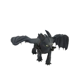3D модель дракона Беззубика из "Как приручить дракона" в динамичной позе полета с распростертыми крыльями.
