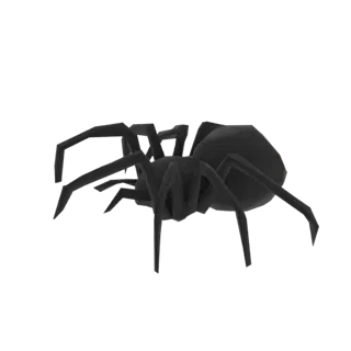 Низкополигональная 3D-модель черного паука, вид сбоку с раскинутыми ногами.