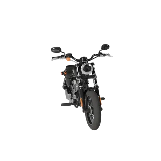 3D-модель мотоцикла Cruiser, вид в три четверти в студии, готовый к анимации транспортный актив с балансом рамы, масштабом ко