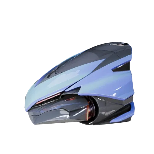 Высокополигональная 3D-модель летающего автомобиля, студийный вид крупным планом, высокополигональный актив транспортного сре