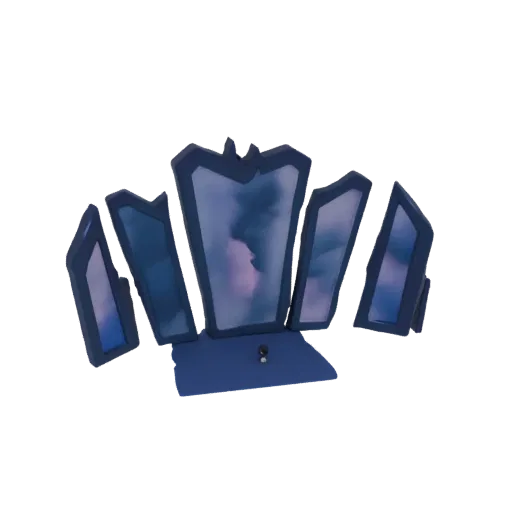 3D модель витиеватой небесной короны с темно-синим обрамлением и центральной панелью с изображением закрученного розово-голуб