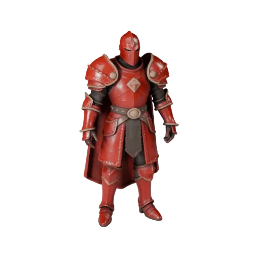 3D персонаж Fantasy Crimson Knight, вид в окне движка, готовый ассет для Unreal Engine в позе стоя с PBR