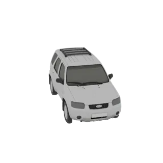 3D рендер белого Ford Escape SUV с багажником на крыше, вид с немного приподнятого передне-правого угла.