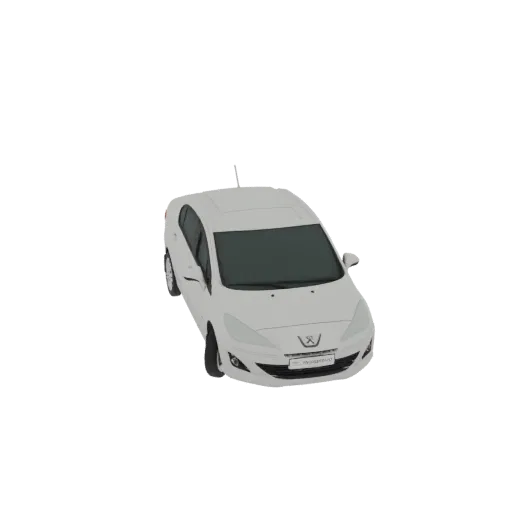3D-рендер белого седана Peugeot 508, вид с немного приподнятого передне-правого угла на белом фоне.