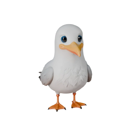 Мультяшная чайка 3D модель - Стилизованный ассет для анимации | PBR