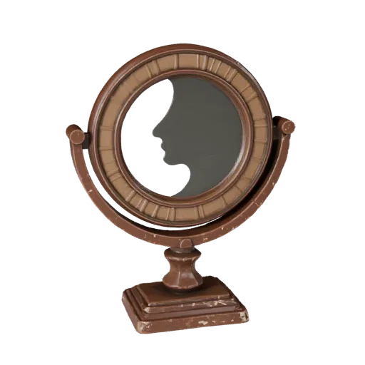 Реалистичная 3D-модель Зеркало ручной работы, гостиная, трехчетвертной студийный рендер, керамическая деталь.