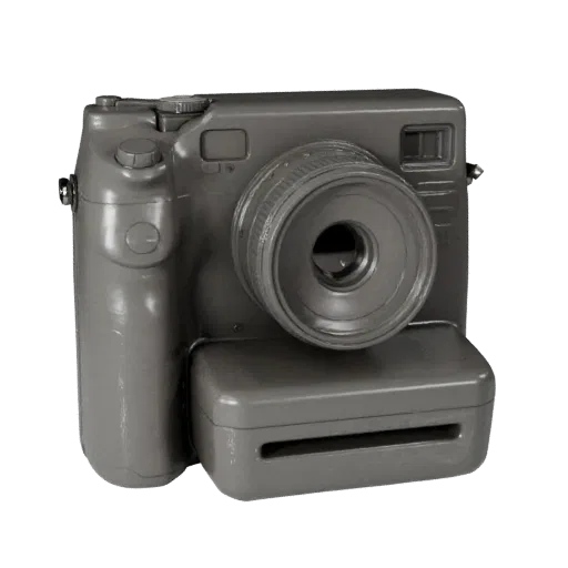 Реалистичная 3D-модель "Cinema Instant Camera", трехчетвертной студийный рендер, показывающий текстурированные рукоятки, объе
