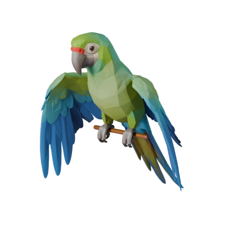 Низкополигональный попугай ара 3D модель - Игровой ассет Unity с FBX