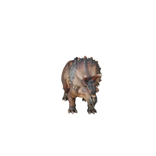 Реалистичная 3D модель трицератопса, вид сбоку, рендер дикой природы, готовый к анимации ассет животного с противовесом хвост
