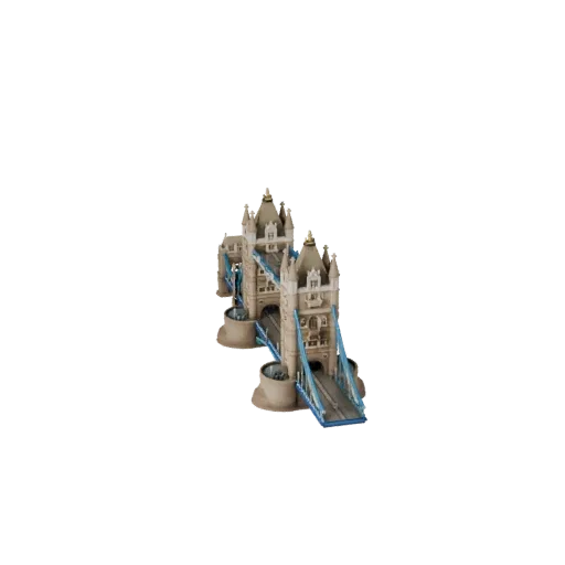 Готовая к использованию в Unity 3D модель Тауэрского моста, окно просмотра движка Unity, показывающее материалы структуры дос