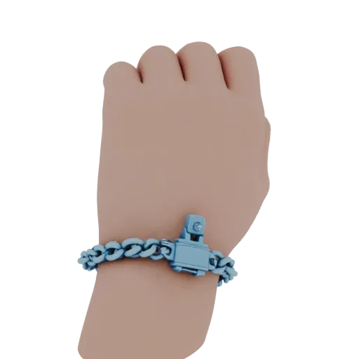3D-модель браслета-цепи, крупный план, с чистой топологией и PBR-шейдингом.