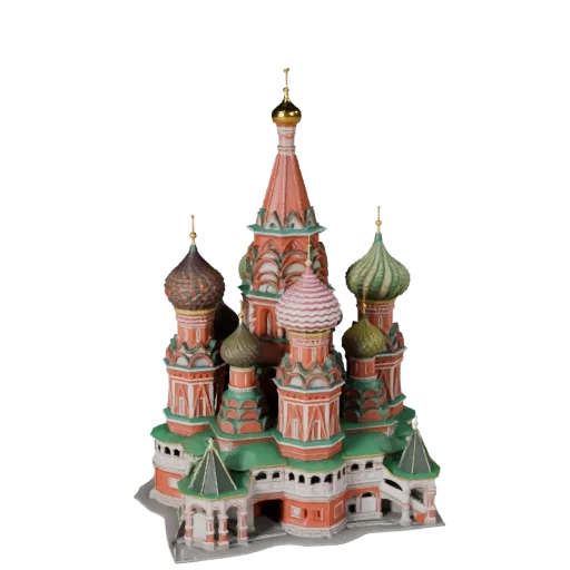 3D модель Собора Василия Блаженного, готовая к использованию в Blender, вид рендера студии Blender, показывающий материалы ст