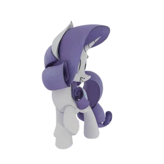 3D model of a cute purple unicorn pony with a white body and purple mane and tail, shown in a side profile.