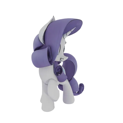 3D model of a cute purple unicorn pony with a white body and purple mane and tail, shown in a side profile.