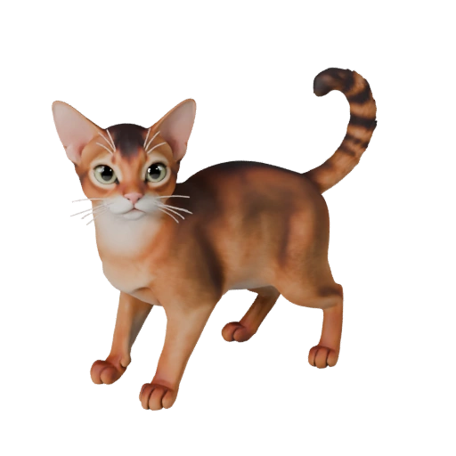 Мультяшная абиссинская кошка 3D модель - стилизованный ассет для анимации