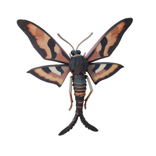 Реалистичный 3D модель лунного мотылька - rigged PBR ассет для игр | PBR