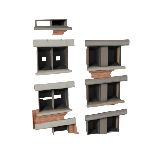 Low Poly Ziegel Fassade 3D Modell für Echtzeitspiele und VR