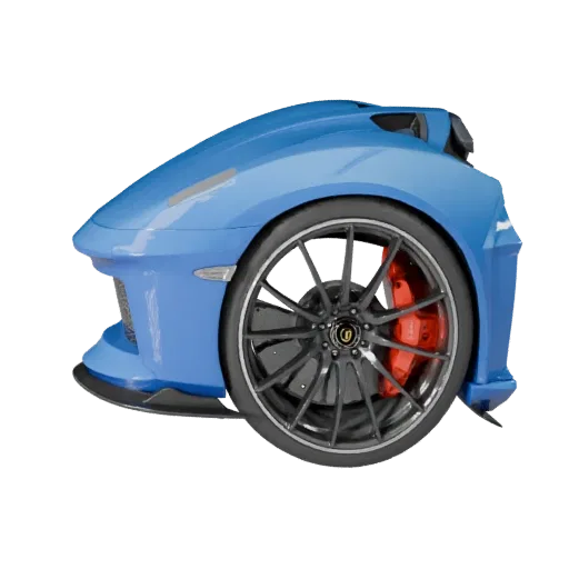 Высокополигональная 3D модель Supercar, студийный вид крупным планом, высокополигональный ассет транспортного средства с лини