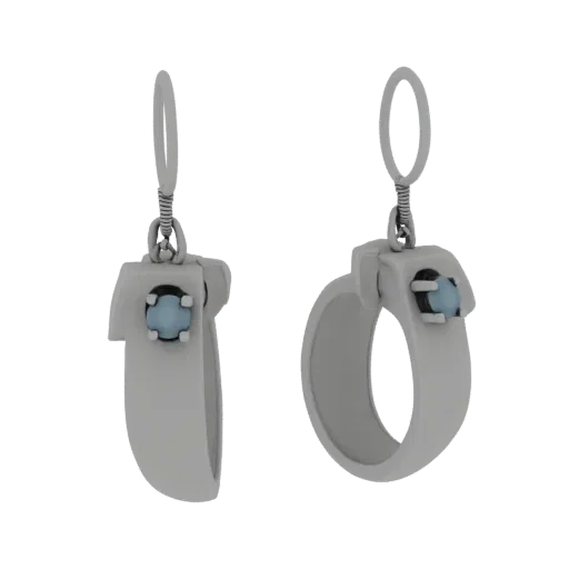 3D-модель серег-колец, крупный план, с чистой топологией и PBR-шейдингом.