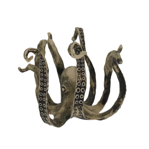 3D модель античной бронзовой скульптуры осьминога с раскинутыми щупальцами.