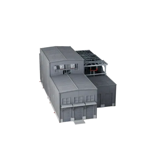 Модульный складской комплект Blender-ready 3D модель, рендер студии Blender, показывающий материалы модульного строительного