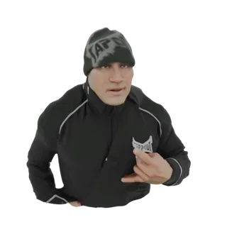 3D модель мужчины-мастера боевых искусств в черном кимоно и черной шапке с надписью 'JAPAN', в уверенной позе.