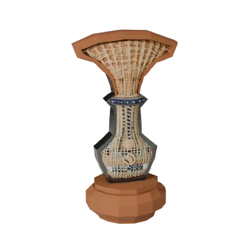 Низкополигональная 3D-модель Бохо Настенный Декор, гостиная, вид в игровом окне с трех четвертей, керамическая деталь.