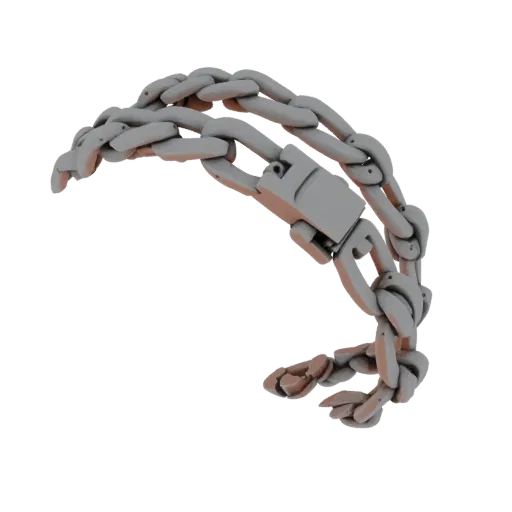 Готовая к сцене 3D-модель браслета-манжеты "Теннис", вид сбоку, студийный рендер, показывающий силуэт браслета и контраст пов